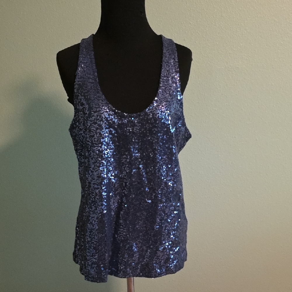 DKNY Sparkling Sequin Tank Top - Blue